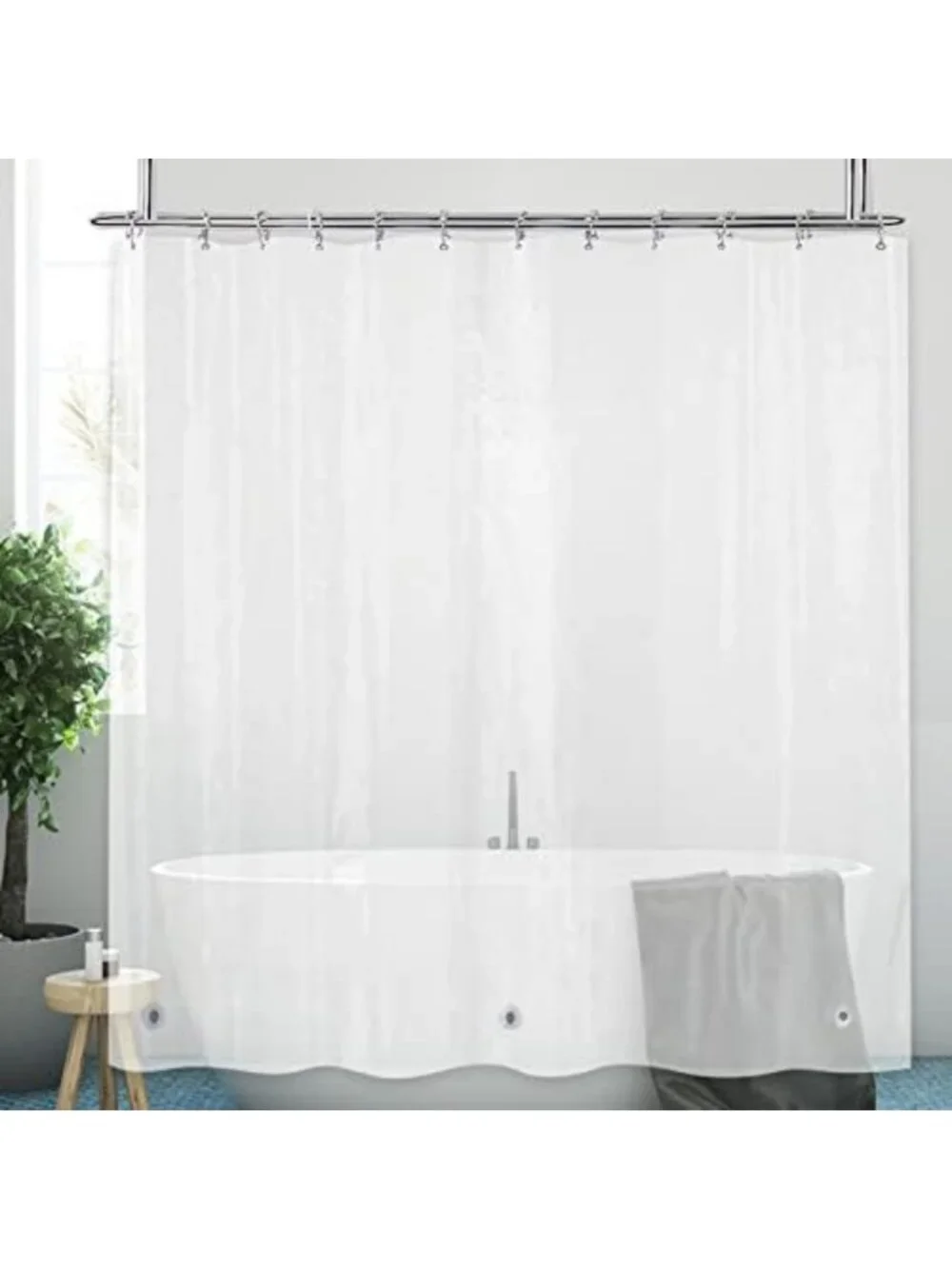 Extra Large Clear Bathroom Curtain Liner 108x78 for Clawfoot Tub & Showers